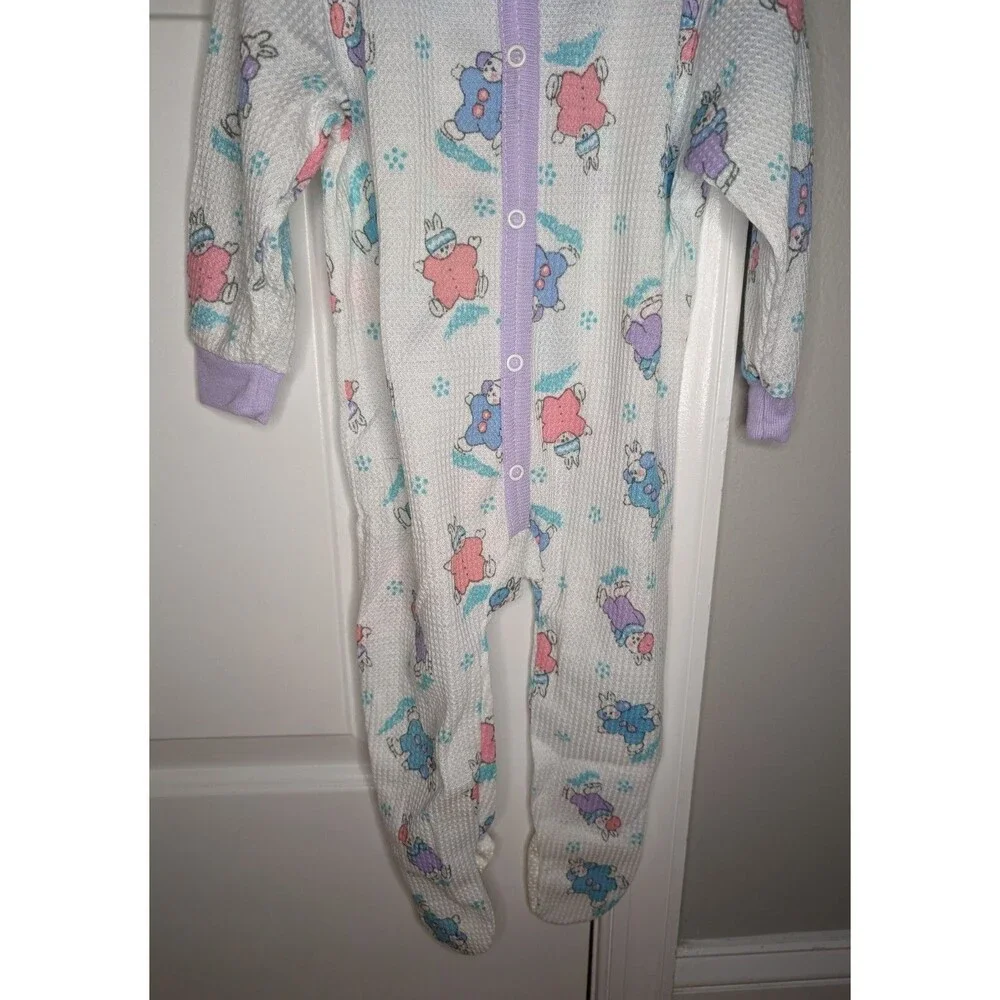 NWOT Vintage Baby Kids 80s-90s Playskool Footie Pajamas Layette Baby Bunnies 12M